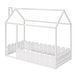 preview thumbnail 10 of 60, Kids Wood Bed, House Bed Frame with Fence-Shaped Guardrails for Teens Girls Boys, Slats are not Included