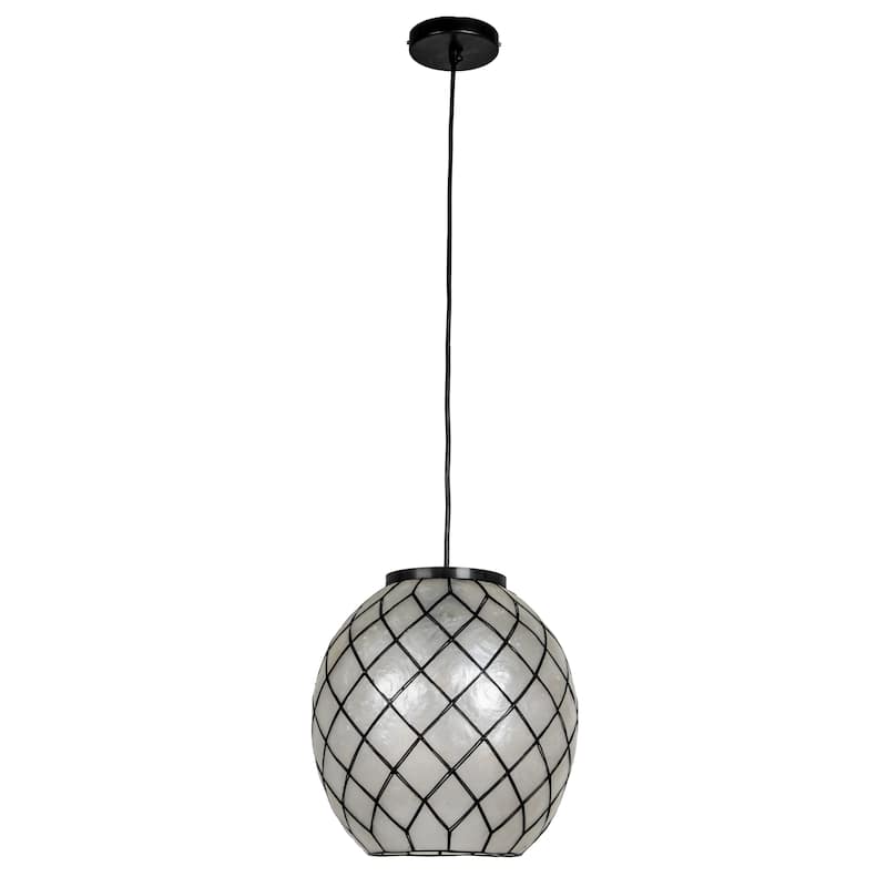 Marina Natural Capiz and Metal Orb Pendant Ceiling Light
