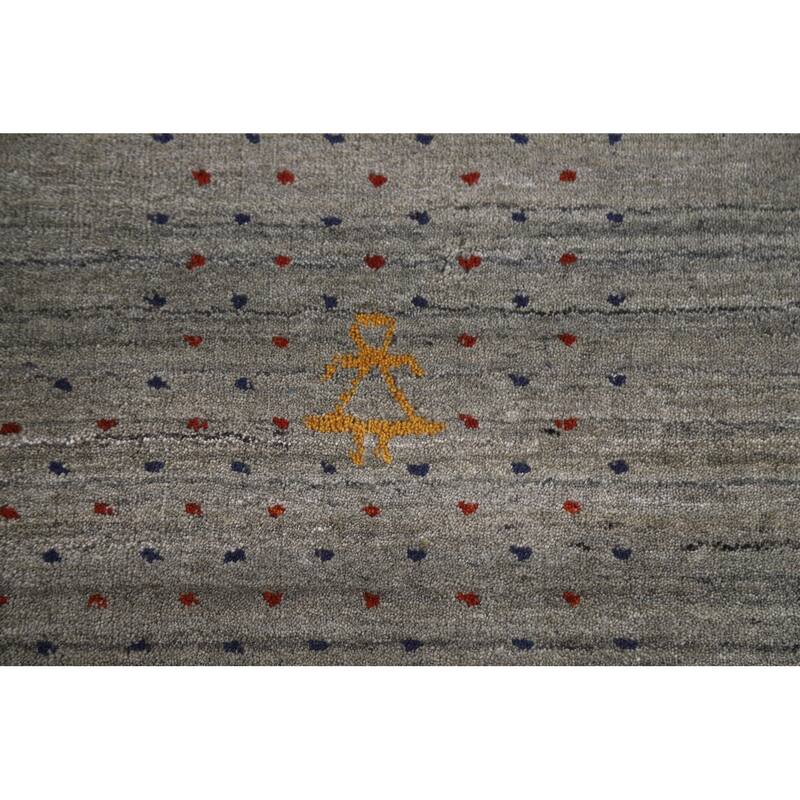 Grey Tribal Gabbeh Indian Area Rug Hand-Knotted Wool Carpet - 8'3"x 9'9"