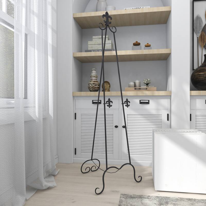 Black Metal Extra Large Adjustable 3 Tier Scroll Display Easel with Chain Support