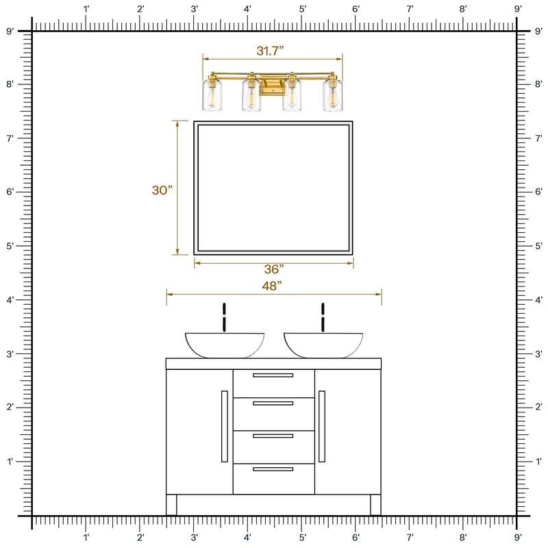Bathroom Vanity Light,Wall Sconce Lamp Over Mirror with Clear Glass Shade