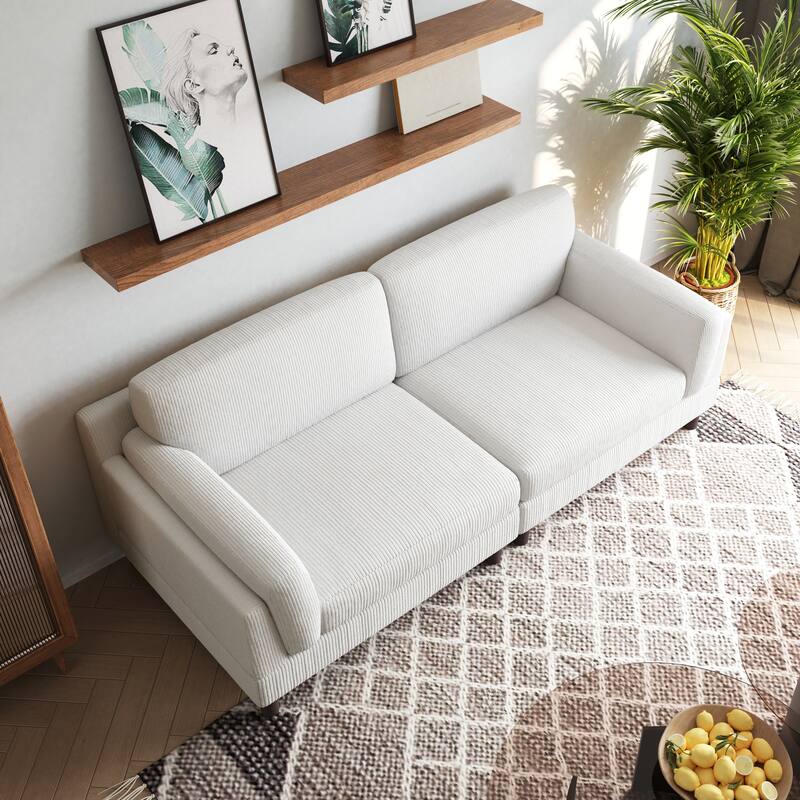 Modern 90" inch Sofa Comfy Corduroy Deep Seats Sofa