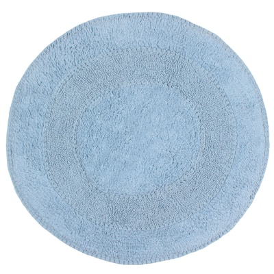Double Ruffle Collection Absorbent Cotton Machine Washable 28" Round Bath Rug
