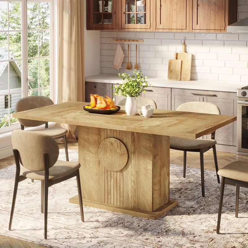 Wood Dinner Table, Kitchen Dining/Living Room Accent Dinner Table Gathering Table