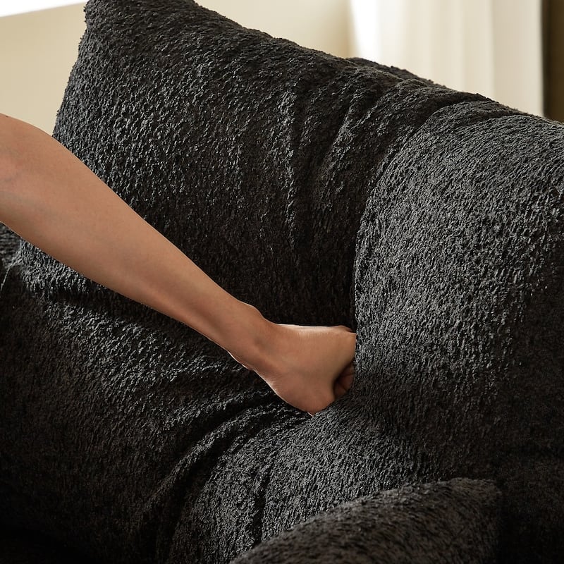 78.7" Convertible Chenille Folding Mattress Sleeper Sofa Bed with Cylindrical Pillow and Side Pocket