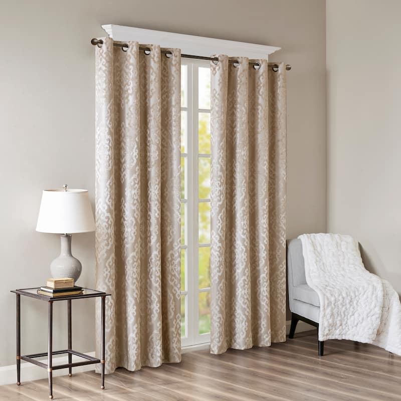 SunSmart Mirage Knitted Jacquard Total Blackout Grommet Window Curtain Panel
