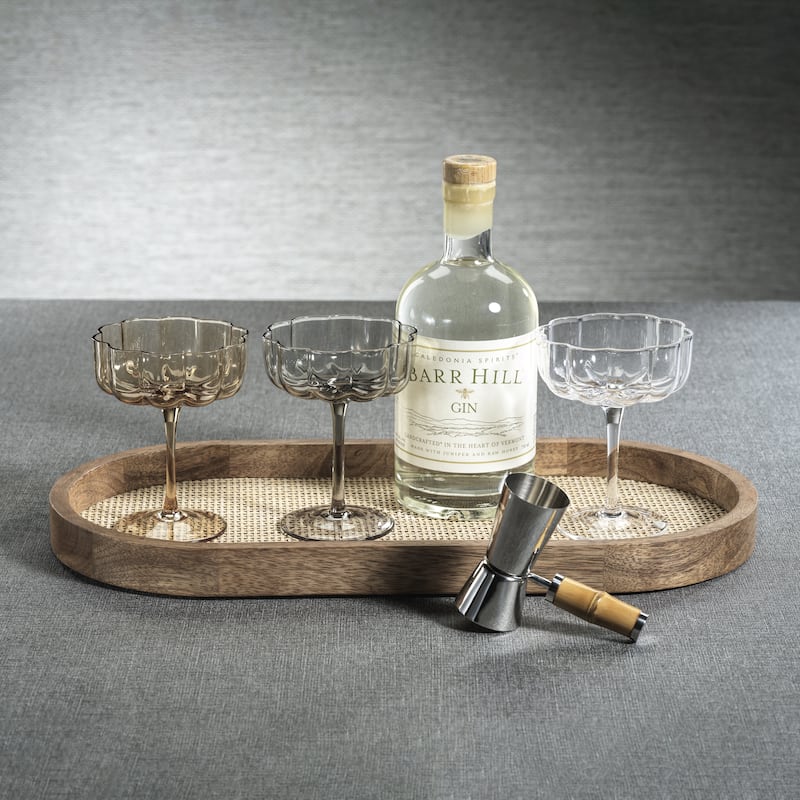 Banyan Mango Wood w/ Rattan Inlay Oval Tray
