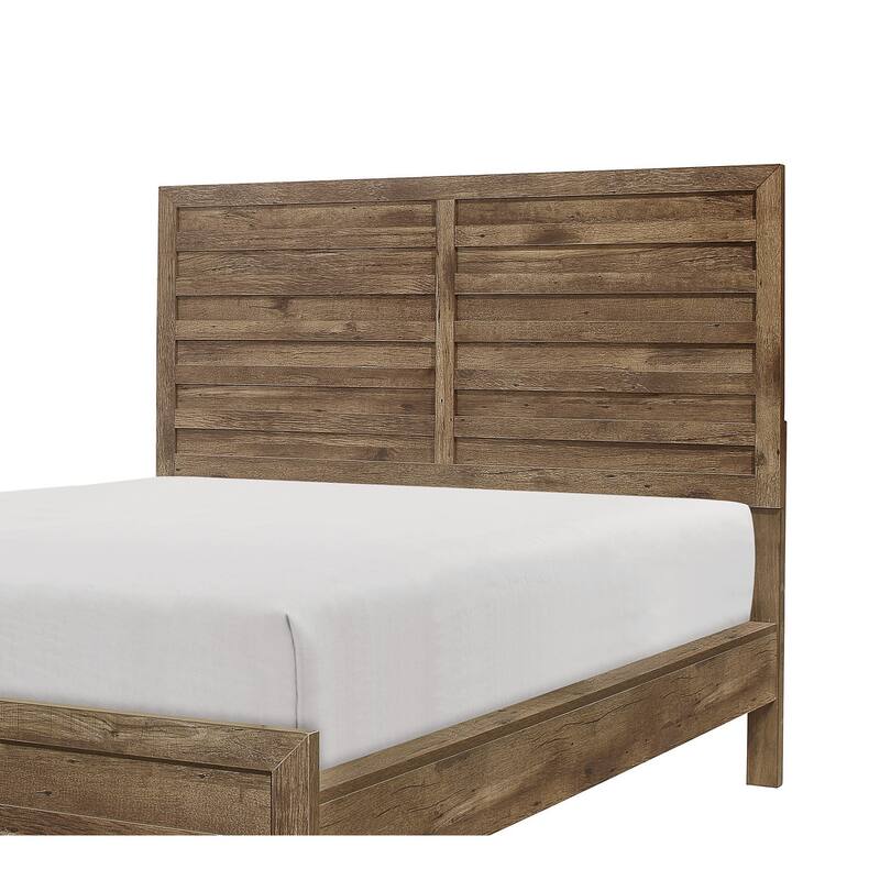 Weathered Pine Finish Full Size Rustic Wooden Bed