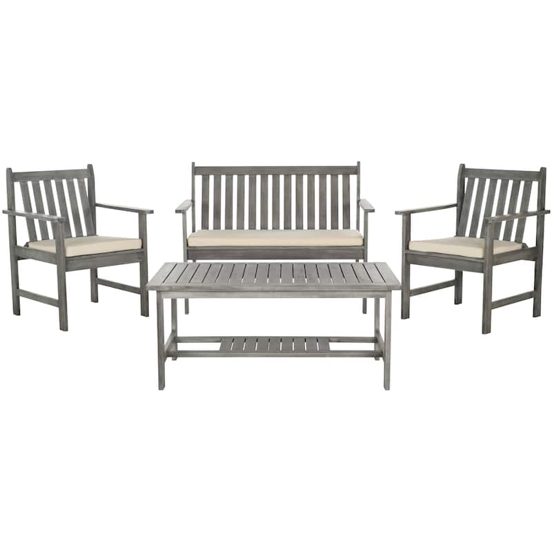 SAFAVIEH Outdoor Ainsley Acacia Wood 4-Piece Furniture Set - 44W x 34D x 25H