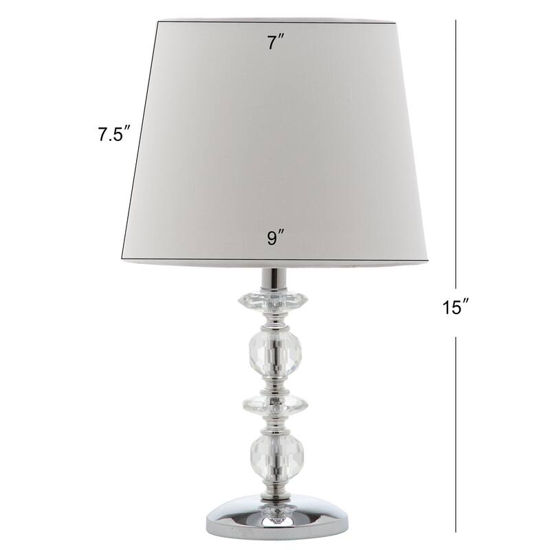 SAFAVIEH Lighting 15-inch Derry White Shade Stacked Crystal Orb Table Lamp (Set of 2) - 9"W x 9"D x 15"H