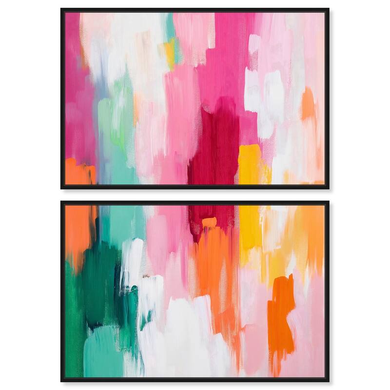 Playful Palette III Canvas Set of 2 by Art Remedy - 36" x 24" - Black