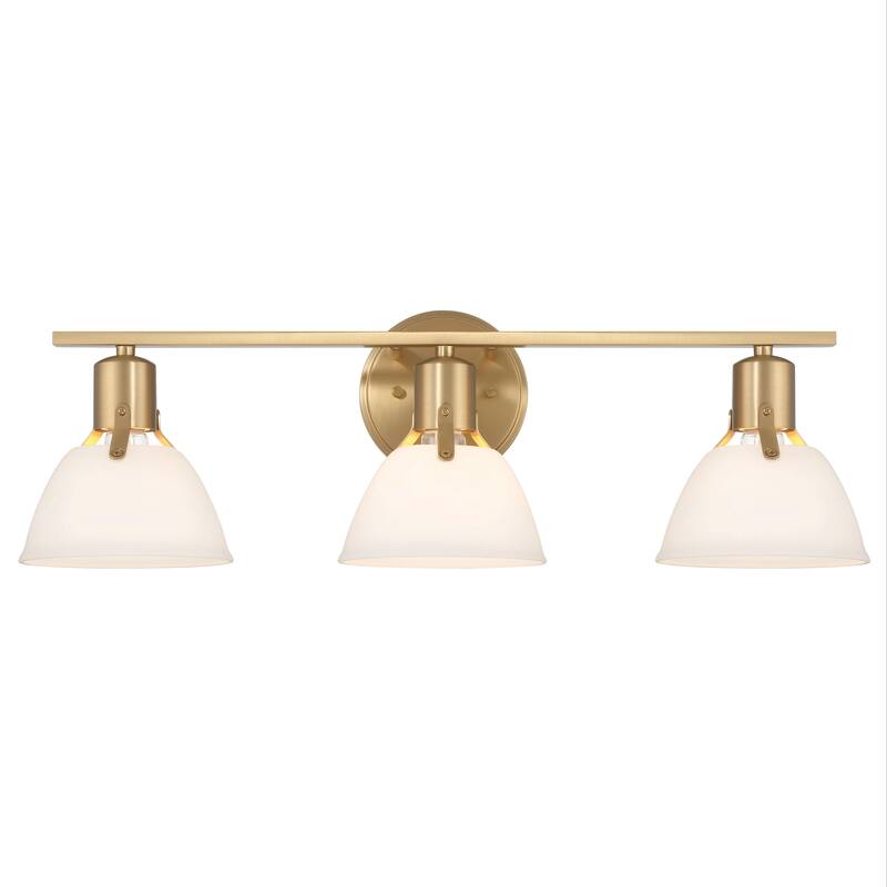 Cooper Metal 3-Light Vanity Light with Etched Glass Shades - 7.0"L x 24.0"W x 7.6"H