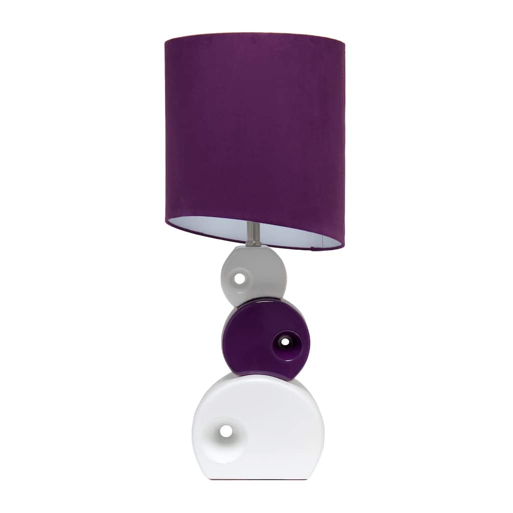 Modern Table Lamp - Stacked Circle Design, Drum Shade, Living Room, Bedroom Decor, Purple Accent