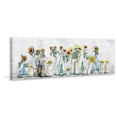 'Sunflower Sets' Painting Print on Wrapped Canvas