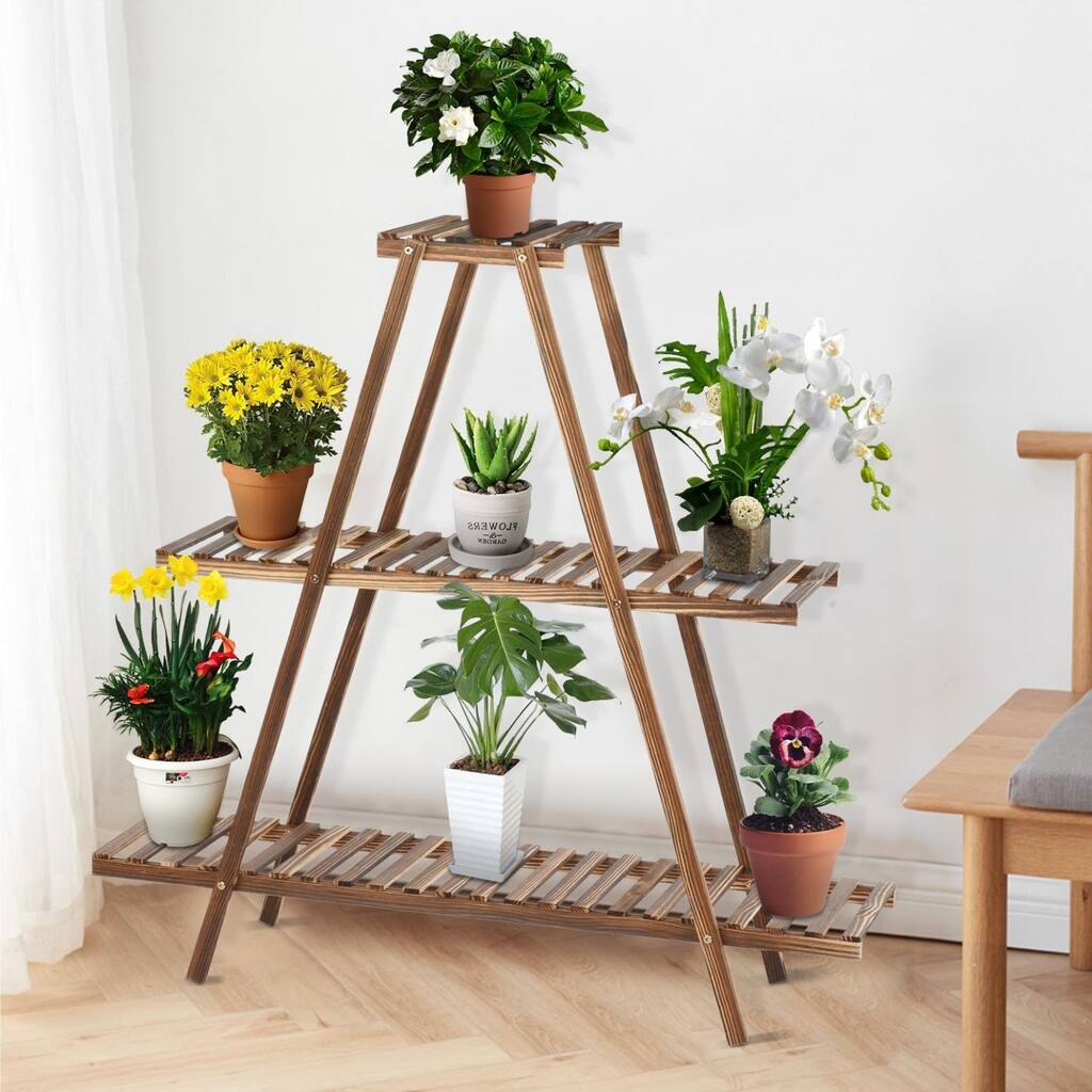3 Tier Wood Plant Stand Indoor Flower Pots Stand Outdoor Plant Shelves Rack