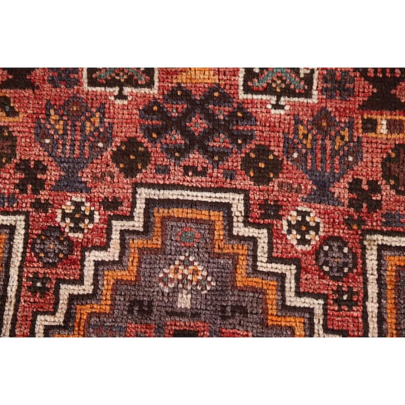 Tribal Pink Qashqai Persian Vintage Area Rug Handmade Wool Carpet - 5'4"x 8'6"
