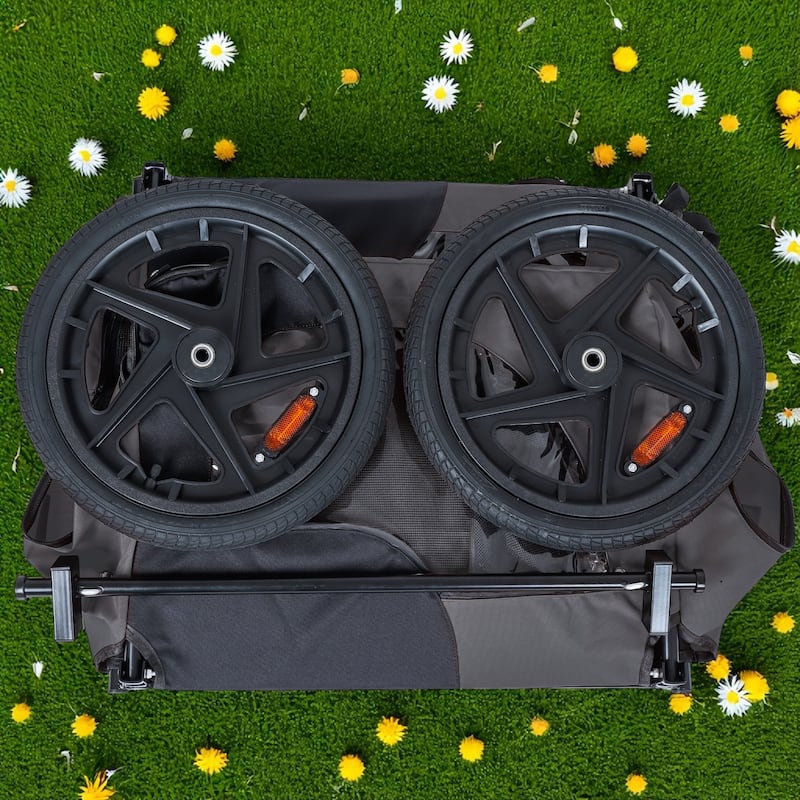 Heavy Duty Collapsible Pet Bike Trailer with 16" Wheels, Foldable Dog Bicycle Carrier Cart with Hitch & Reflectors