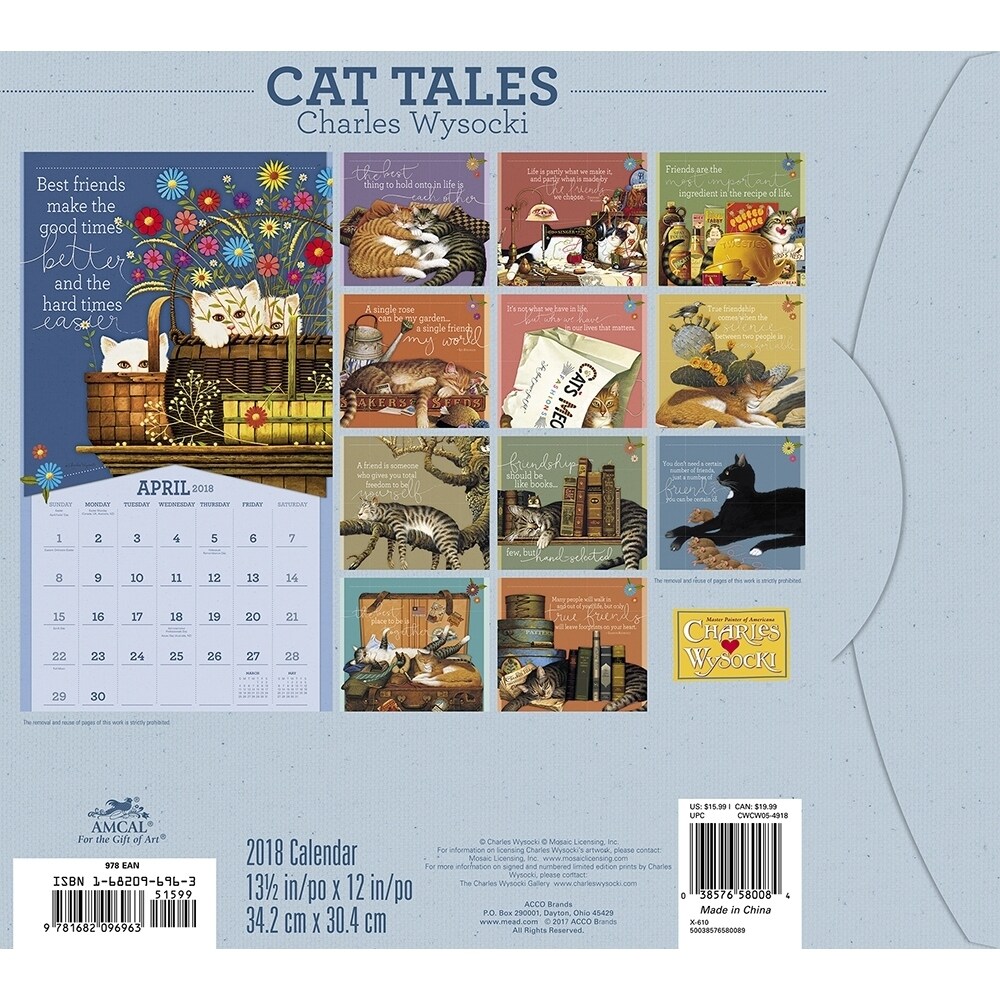 Shop 2018 Charles Wysocki Cat Tales Deluxe Wall Calendar