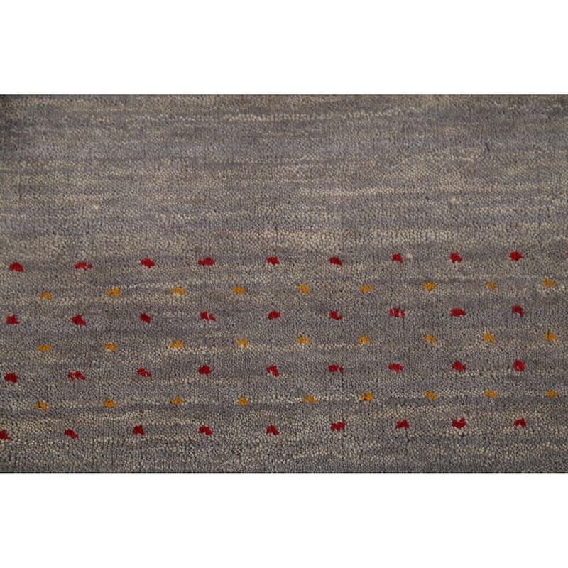 Gray Gabbeh Oriental Runner Rug Hand-Knotted Wool Carpet - 2'9"x 9'7"