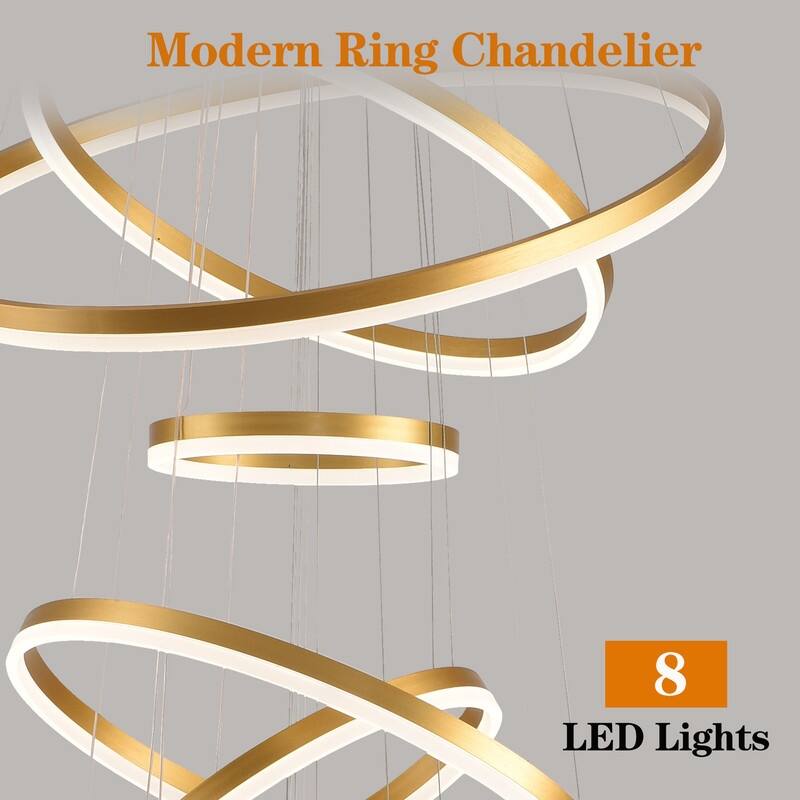 Modern LED Ring chandelier Large High Ceiling Chandelier