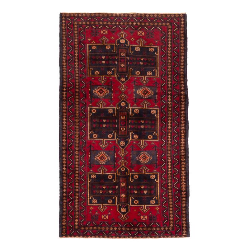 ECARPETGALLERY Hand-knotted Teimani Red Wool Rug - 3'7 x 6'2