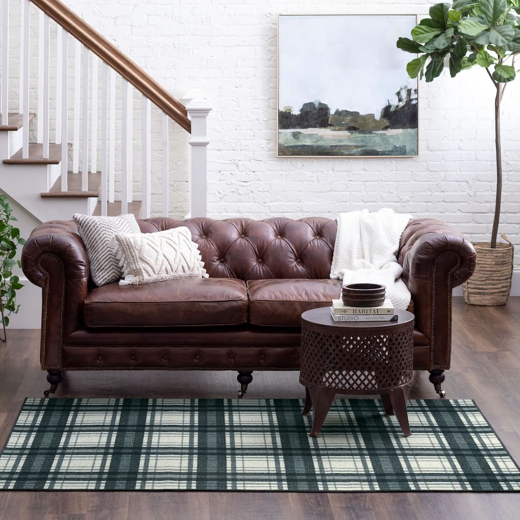 Mohawk Home Black White Plaid Area Rug