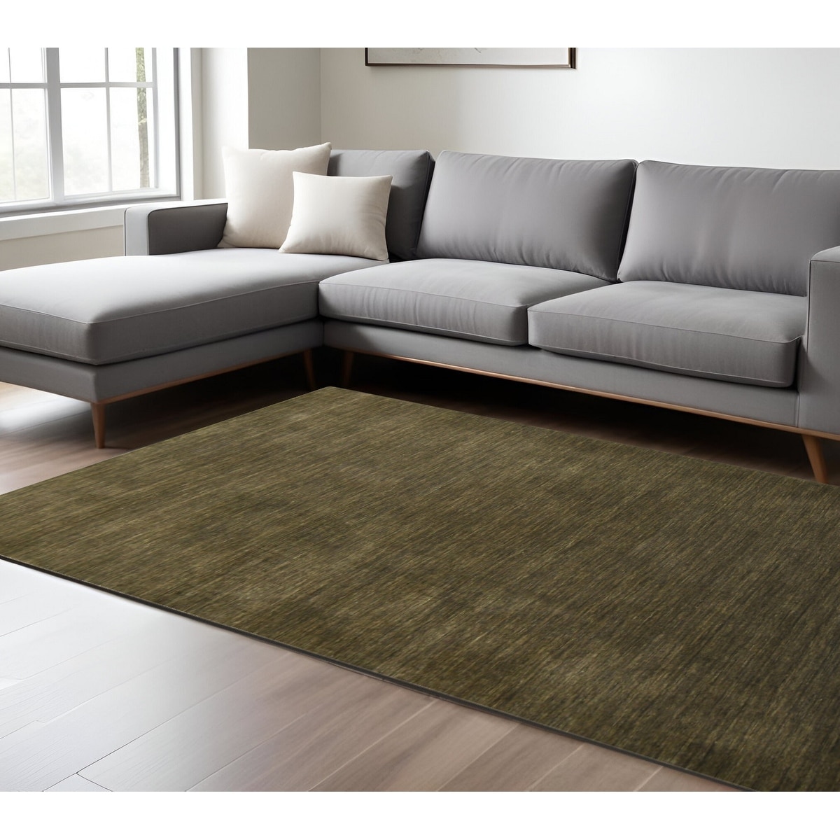 HomeRoots Mepo Solid Color Transitional Rectangle Area Rug