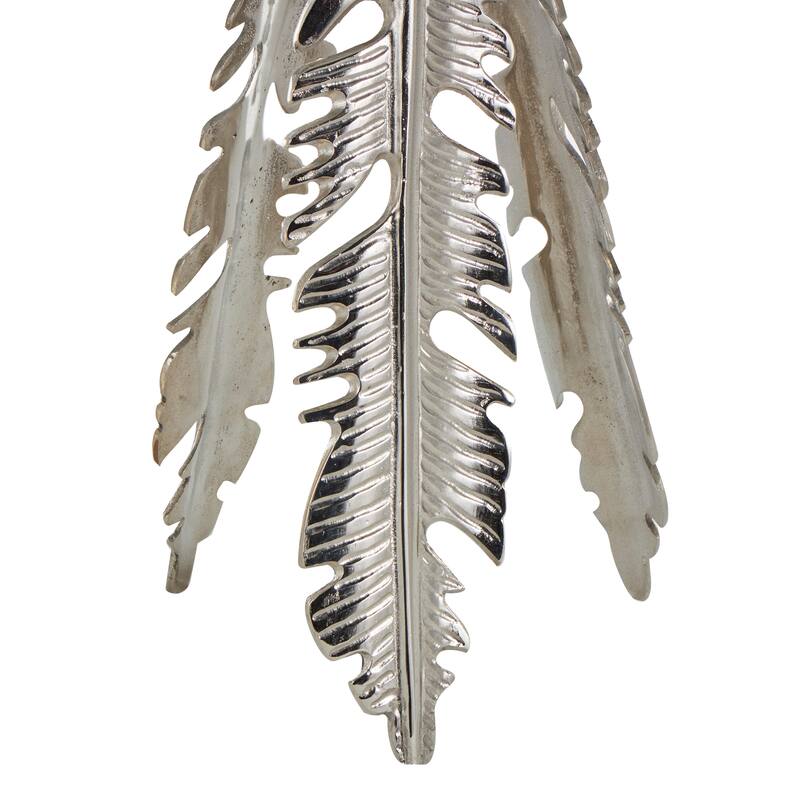 Silver or Gold Aluminum Metal Leaf Side End Accent Table with Tripod Legs and Tempered Glass Top (Set of 3)