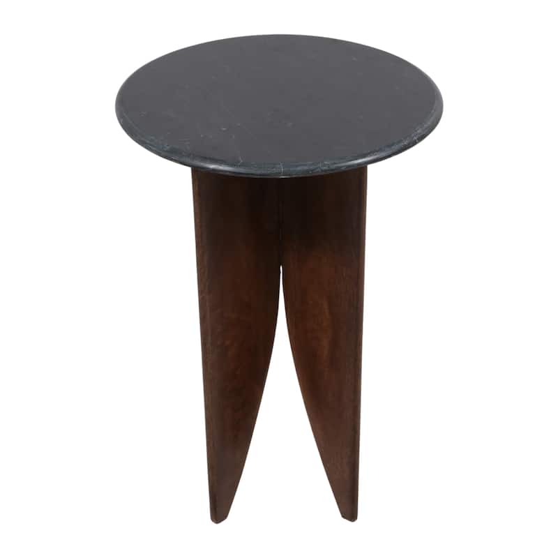 Contemporary Round Pedestal Stone Top Accent Table - 24"