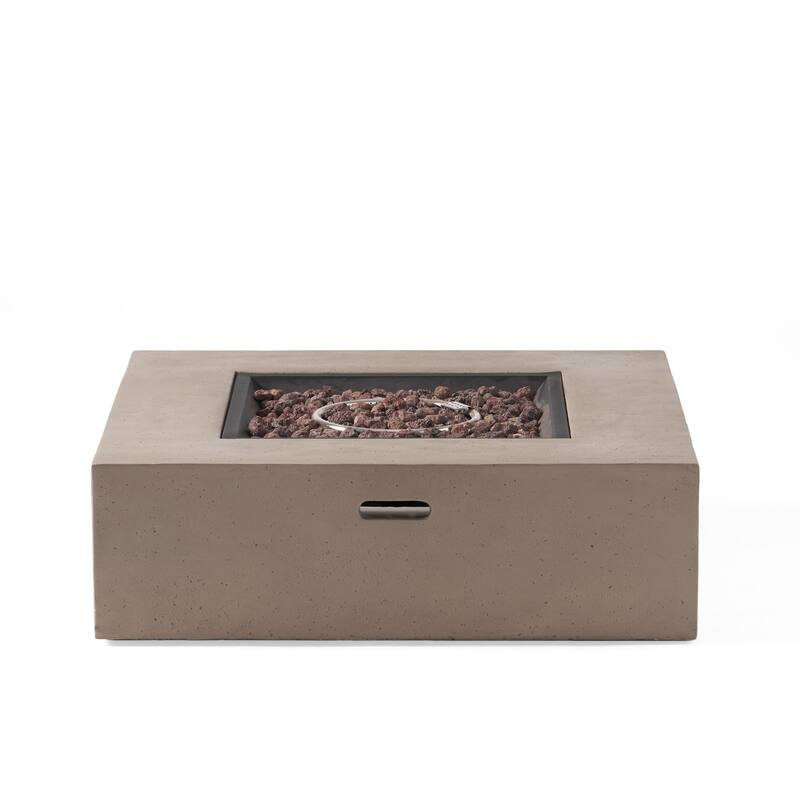 Aidan Outdoor 50,000 BTU Lightweight Concrete Square Fire Pit (No Tank Holder) by Christopher Knight Home