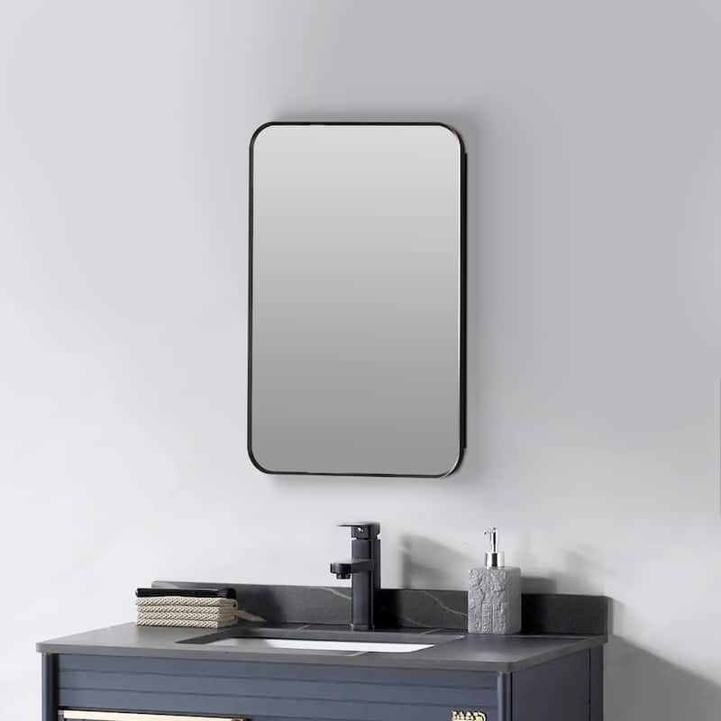Topcraft Black Wall Mounted Aluminum Framed Medicine Cabinet