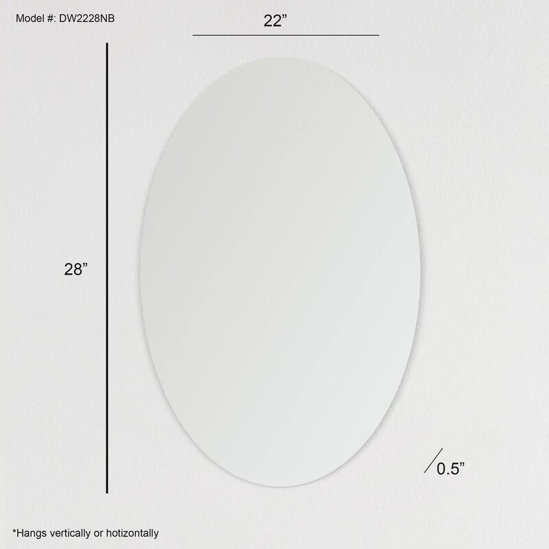 Odelia Mini 22 in. W x 28 in. H Oval Frameless Wall Mount Bathroom Vanity Mirror with Polished Edge - 22" x 28"