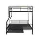 preview thumbnail 9 of 25, Full XL Over Queen Metal Bunk Bed with Trundle, Sturdy Iron Frame