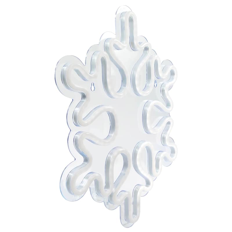 15" White LED Lighted Neon Style Snowflake Christmas Window Silhouette