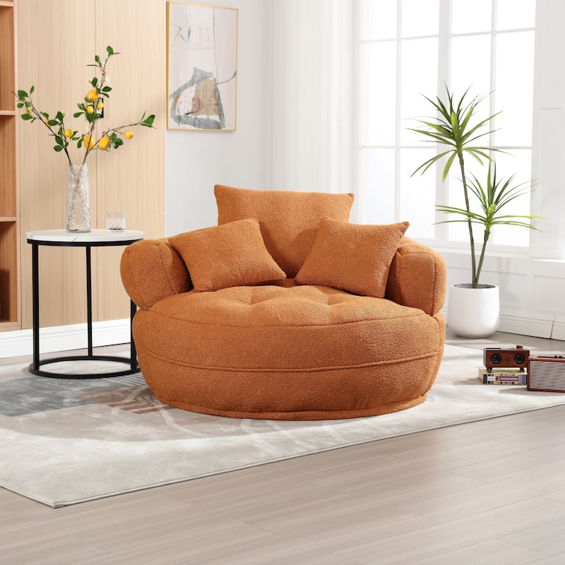 Chenille Sponge Single Sofa, Oversized Round Accent Chair Sleeper Couch Chaise Lounges for Living Room Bedroom Projection Room