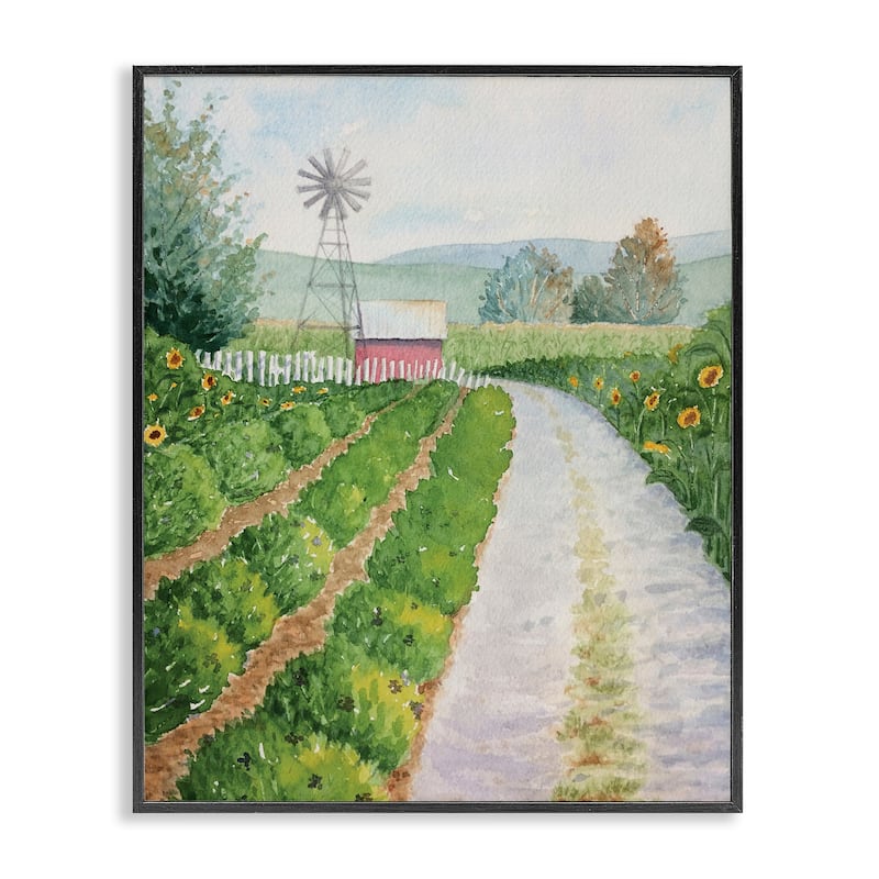 Stupell Tranquil Farm Path Framed Giclee Art Design By Stephanie Fielden - 24 x 30 - Black