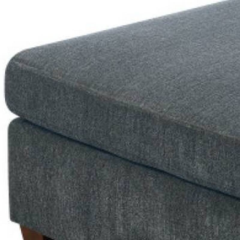 37 Inches Fabric Upholstered Wooden Ottoman, Gray