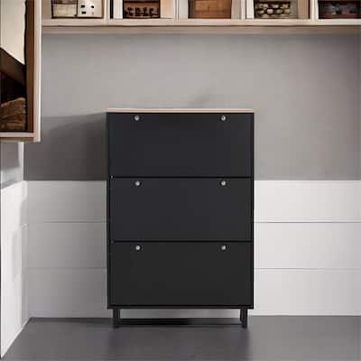 Narrow Design Shoe Cabinet with 3 Flip Drawers