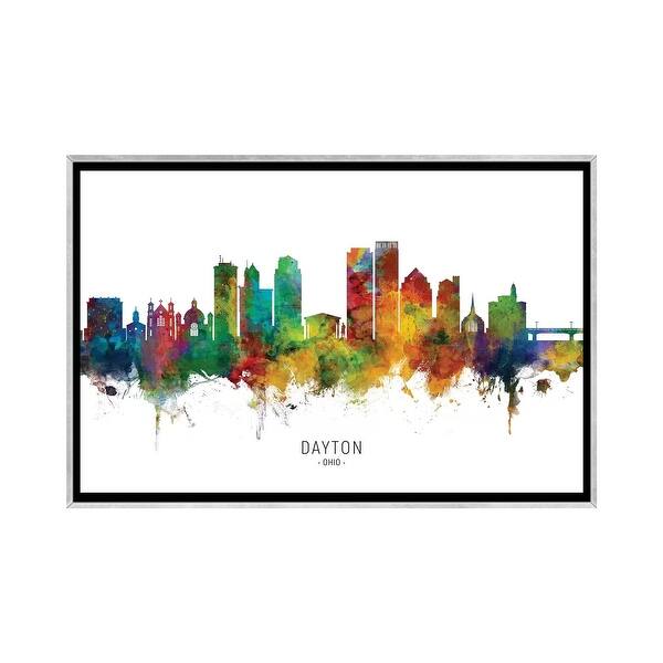 slide 2 of 15, iCanvas "Dayton Ohio Skyline" by Michael Tompsett Framed Silver - 26x40