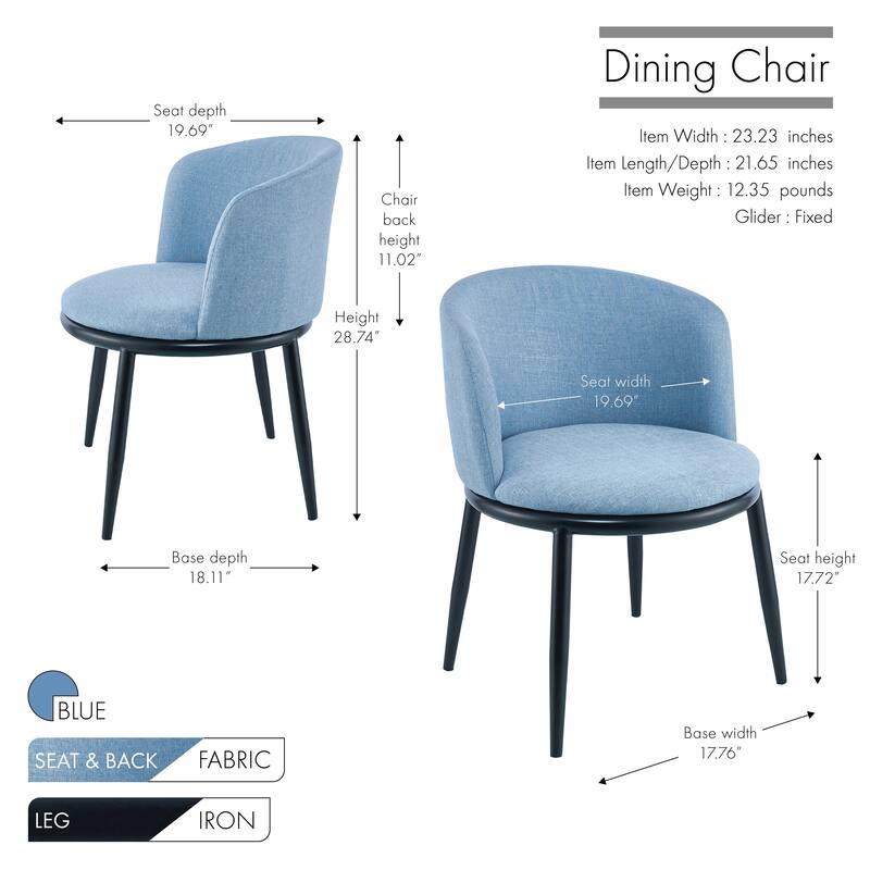 Porthos Home Danyl Fabric Dining Chairs with Iron Legs, Set of 2