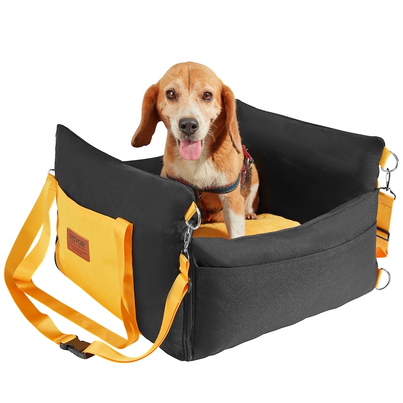 Dog Car Seat, Dog Booster Seat for Car with Side Handles and A Storage Pocket - 25lbs capacity, Black
