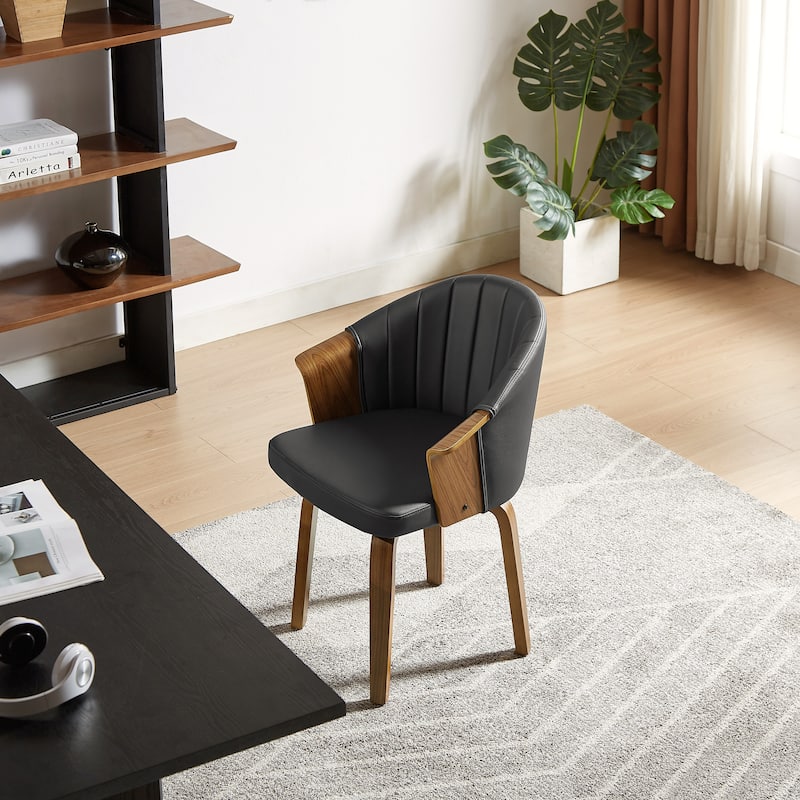 Art Leon Bentwood and PU Swivel Dining Chairs (Set of 2)