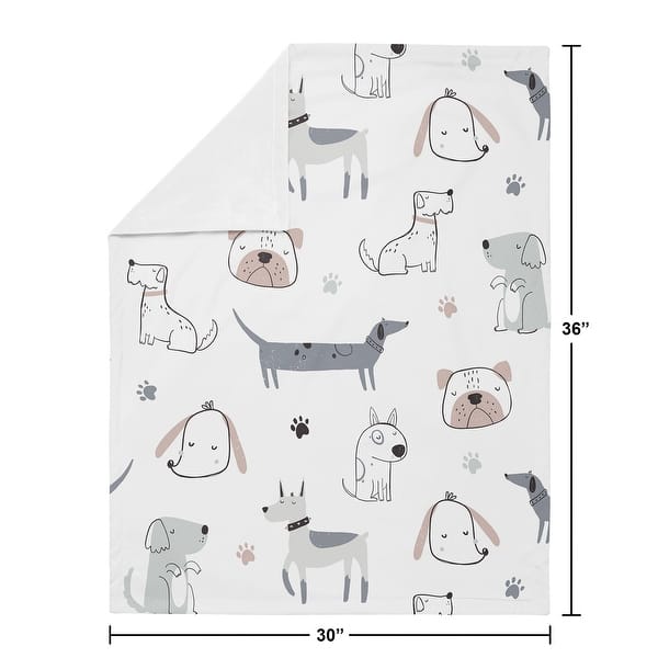 Sweet Jojo Designs Dog Boy Girl Unisex/Gender Neutral Baby Receiving Security Swaddle Blanket Grey Taupe Blue Puppy Watercolor