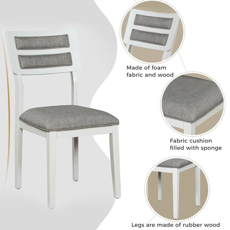 White+Gray Traditional 6-Piece Wooden Dining Table Set with 4 Chairs & Bench