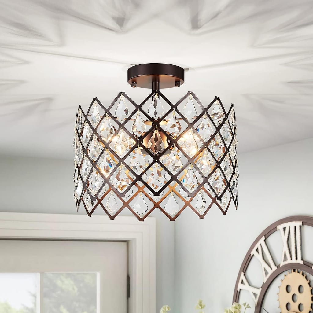3-light ceiling light bronze hallway light metal, crystal kitchen light