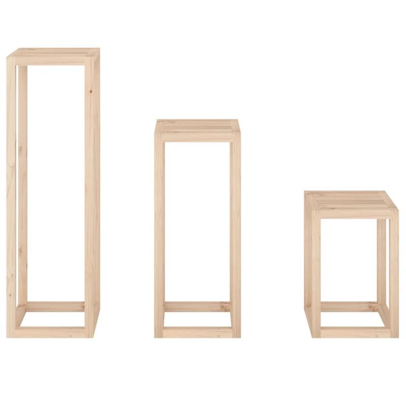 vidaXL Plant Stand Set Set of 3 Pine Solid Pine Wood - 13.4 x 13.4 x 43.3 in