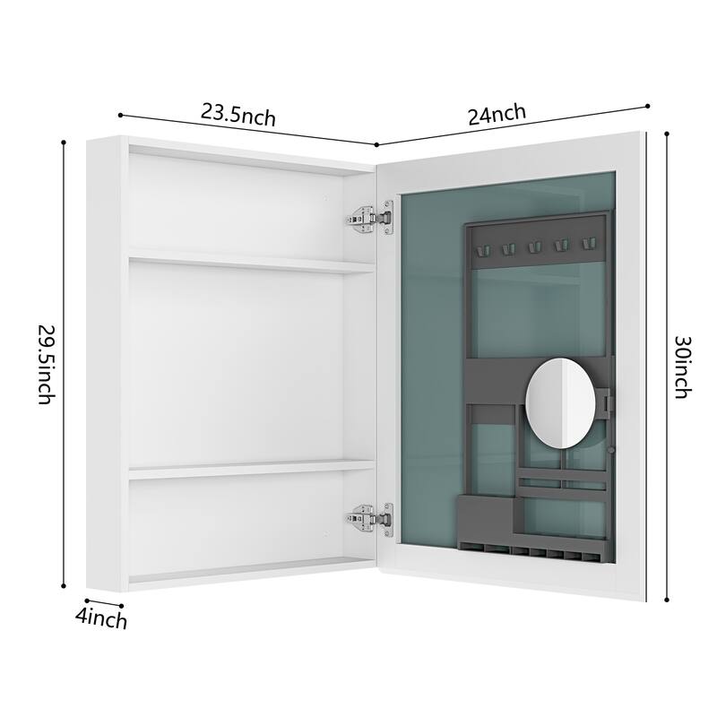 Wall Mounted Bathroom Medicine Cabinet with HD Mirror, Recessed or Surface Mount, Storage for Cosmetics & Personal Care