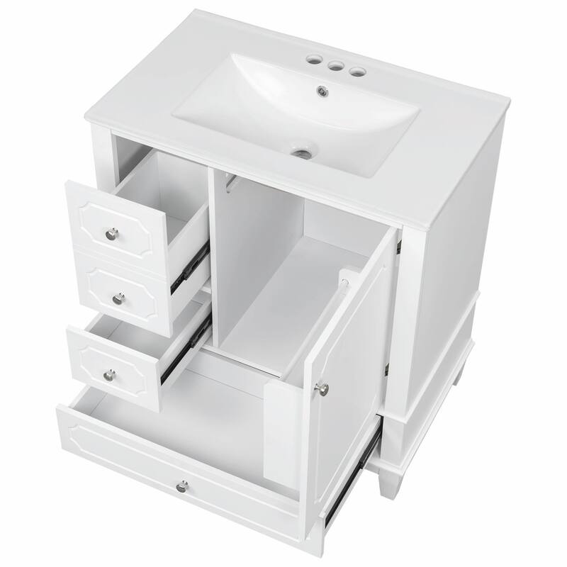 30" Freestanding Bathroom Vanity with Ceramic Sink