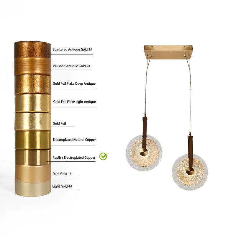 Modern Gold LED 2-Light Chandelier Art Disc Design Pendant Lights for Kitchen Island Foyer