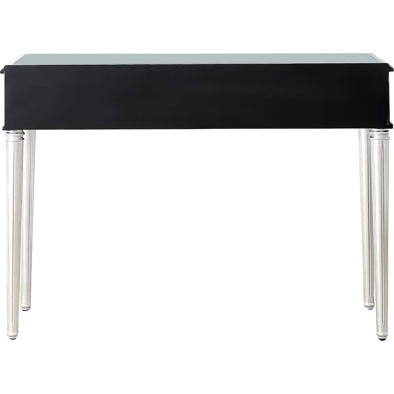 Silver Mirrored Glass Console Table, Antique Finish and 1 Drawer - 48” L x 17.2” W x 33.2” H